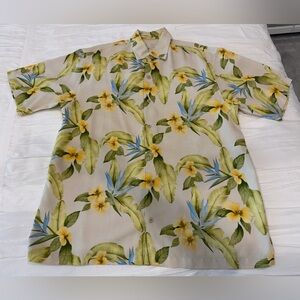 Men’s Tommy Bahama Tropical Floral Button-Down Shirt, 100% Silk, Size L